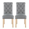 Orora Dec Orora Dec OW-MY8010T-GRAY High Back Button Tufting Fabric Upholstered Dining Chairs; Gray - Set of 2 OW-MY8010T-GRAY